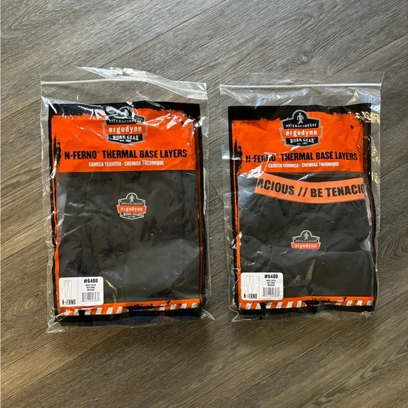 Two Pairs Ergodyne N-Ferno 6480 Base Layer Thermal Bottoms - Black - Picture 2 of 3